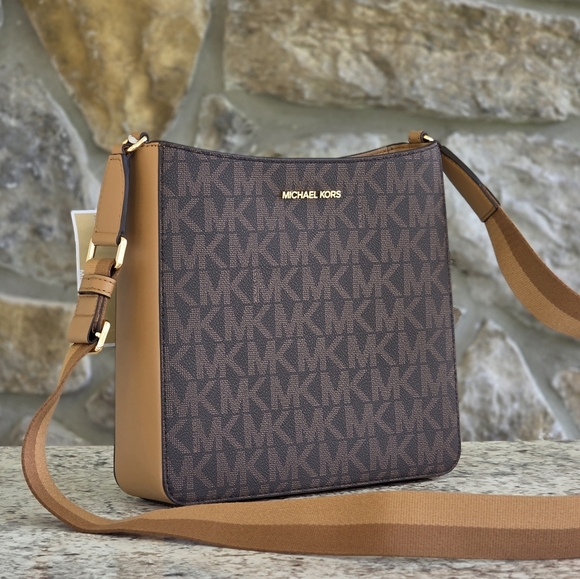 Michael Kors Handbags - Michael Kors Jet Set Medium Logo Brown Crossbody